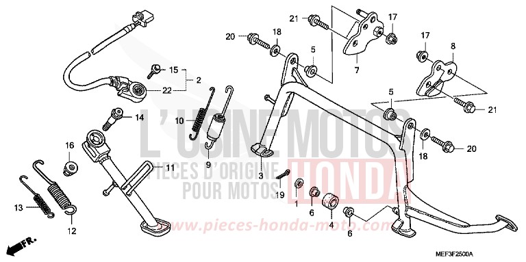 BEQUILLE de SW-T400 ABS SWORD SILVER METALLIC (NHA95) 2009